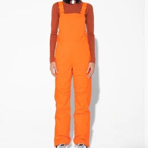 Halfdays Carson Ski Bib Pant in color Flame (orange) size Small NWT